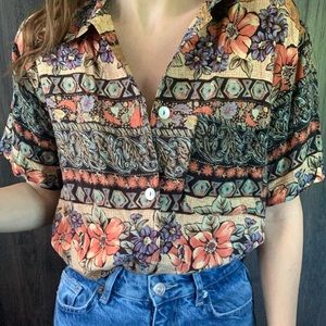 Vintage rayon mixed print shirt